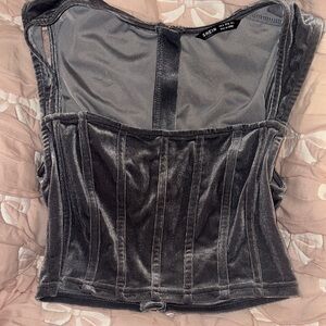 SHEIN Charcoal Velvet Corset Crop Top